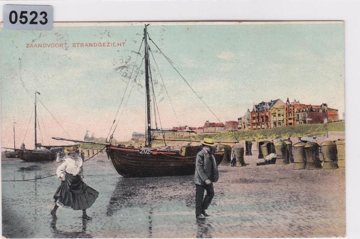 50523 Strandgezicht Zandvoort gelopen zeer unieke kaart 1907, Verzamelen, Ansichtkaarten | Nederland, Gelopen, Noord-Holland, Voor 1920