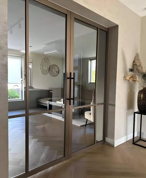 Svedex Brons binnendeur met glas in stomp en opdek, Doe-het-zelf en Verbouw, Deuren en Horren, Nieuw, Binnendeur, 200 tot 215 cm