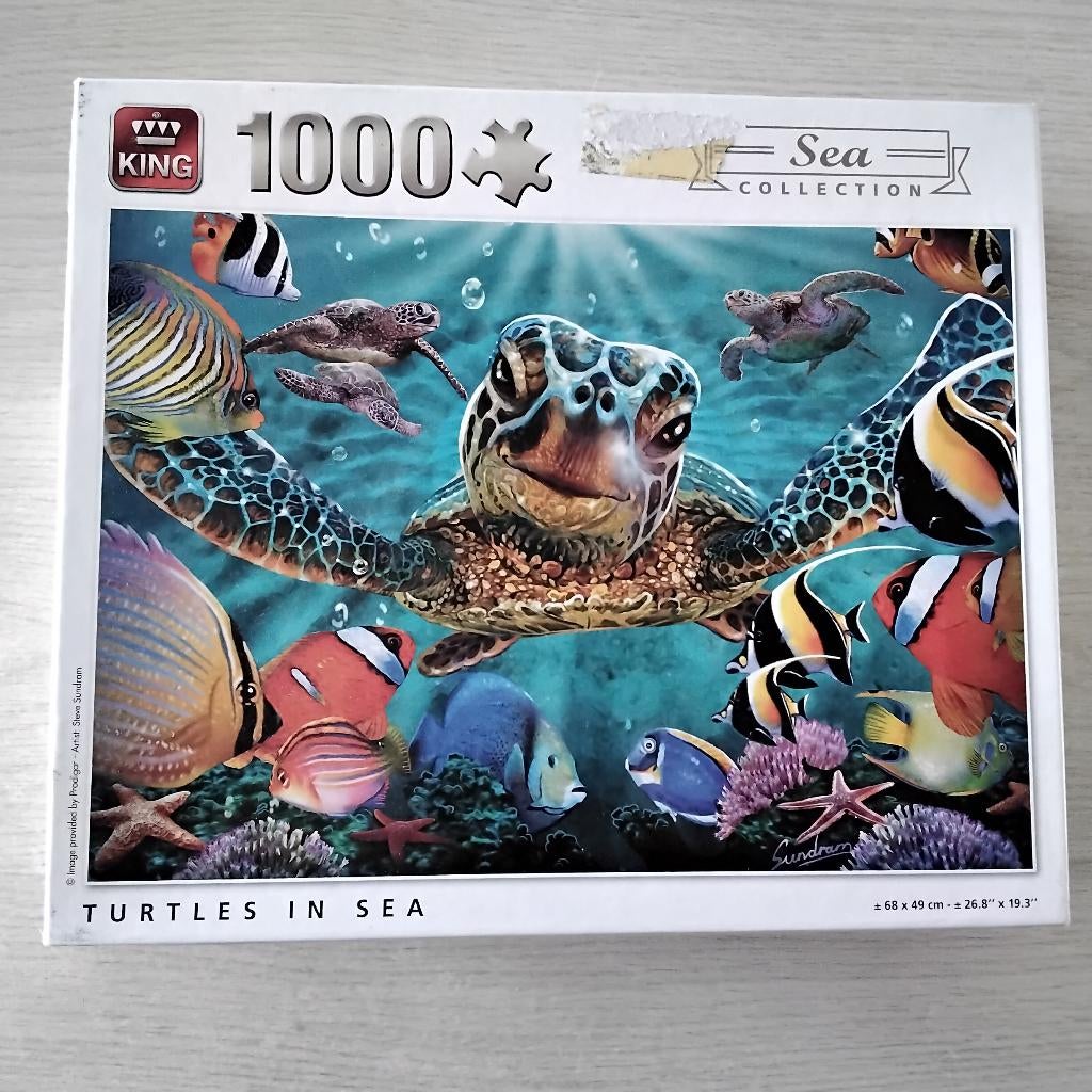 Puzzel turtles in sea, Ophalen of Verzenden, 500 t/m 1500 stukjes, Gebruikt, Legpuzzel