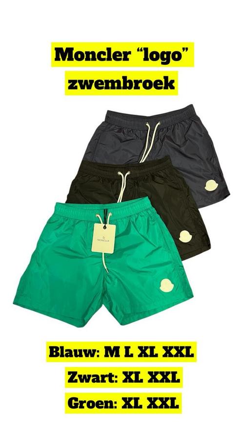 Moncler “Largo Logo” zwembroek zwart blauw groen - nieuw, Kleding | Heren, Badmode en Zwemkleding, Zwemshort, Ophalen of Verzenden