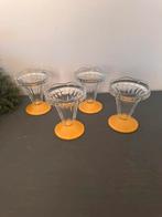 4 Vintage Arcoroc / Luminarc dessert ijscoupeglazen geel, Ophalen of Verzenden, Zo goed als nieuw, Overige typen