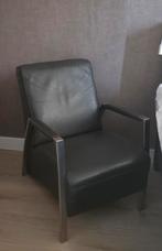 Twee leren fauteuils , antraciet grijs., Huis en Inrichting, Ophalen, Zo goed als nieuw, 75 tot 100 cm