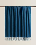 NIEUW Zara Home blauwe plaid met franjes 140x190 cm, Huis en Inrichting, Nieuw, Ophalen of Verzenden