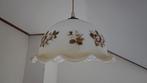 Vintage hanglamp met bloemmotief, Huis en Inrichting, Lampen | Hanglampen, Gebruikt, Vintage, Ophalen of Verzenden, Glas