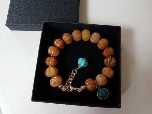 Topaas Armband Handgeknoopt van Kralen 18K verguld, Sieraden, Tassen en Uiterlijk, Armbanden, Nieuw, Overige materialen, Goud