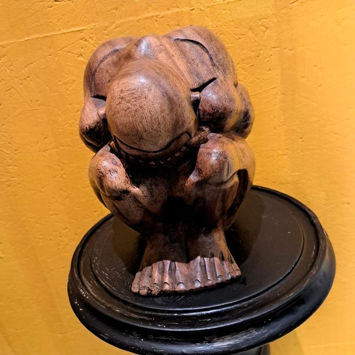 Denkende Boeddha - Houten Beeld 19cm, Antiek en Kunst, Kunst | Beelden en Houtsnijwerken, Ophalen of Verzenden