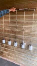 Hanglamp met 5 glazen kapjes, Huis en Inrichting, Lampen | Hanglampen, Ophalen, Zo goed als nieuw, Metaal, Minder dan 50 cm