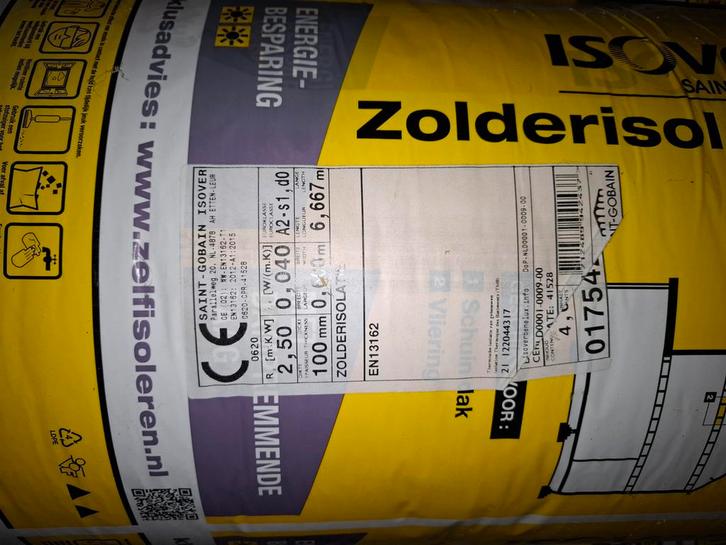Isover Zolderisolatie - Nieuw in verpakking, Doe-het-zelf en Verbouw, Isolatie en Afdichting, Nieuw, Vloerisolatie, Dakisolatie