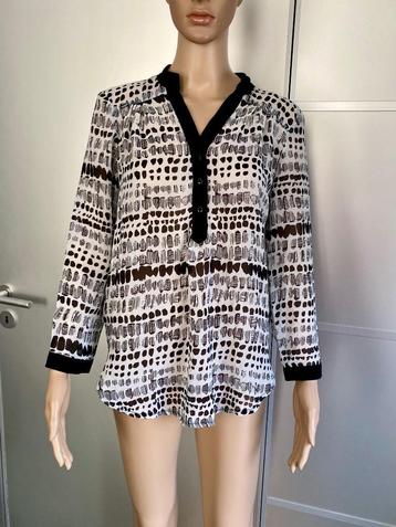 J275 Lange blouse maat M=38/40 top wit/zwart beschikbaar voor biedingen