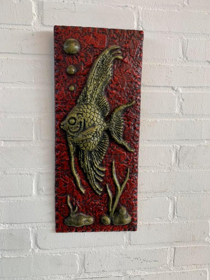 Wandbord Deens keramieken aardewerk wandplaket met vissen, Antiek en Kunst, Antiek | Keramiek en Aardewerk, Ophalen of Verzenden