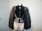 Elisabetta Franchi Nieuwe body corsage voile pof mouw IT44, Maat 38/40 (M), Zwart, Nieuw, Elisabetta Franchi