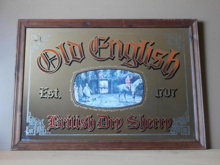 Grote spiegel Old English bar pub mancave barspiegel 89x63, Verzamelen, Merken en Reclamevoorwerpen, Gebruikt, Reclamebord, Ophalen