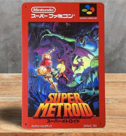 Metalen Wandbord Poster SUPER METROID Famicom snes, Spelcomputers en Games, Games | Overige, Nieuw, 1 speler, Vanaf 12 jaar, Verzenden
