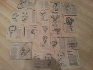 17 krantenknipsels van karikatuur tekeningen beschikbaar voor biedingen