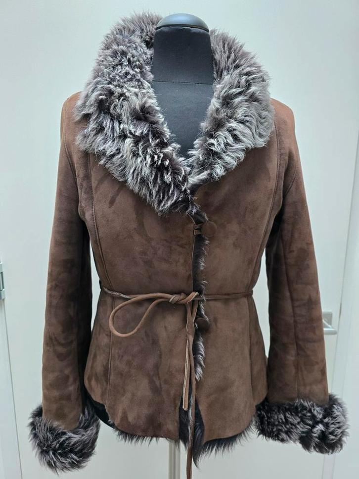 Toscaanse soepele lammy coat - echt lamsleer en lamsvacht M, Kleding | Dames, Jassen | Winter, Zo goed als nieuw, Maat 38/40 (M)
