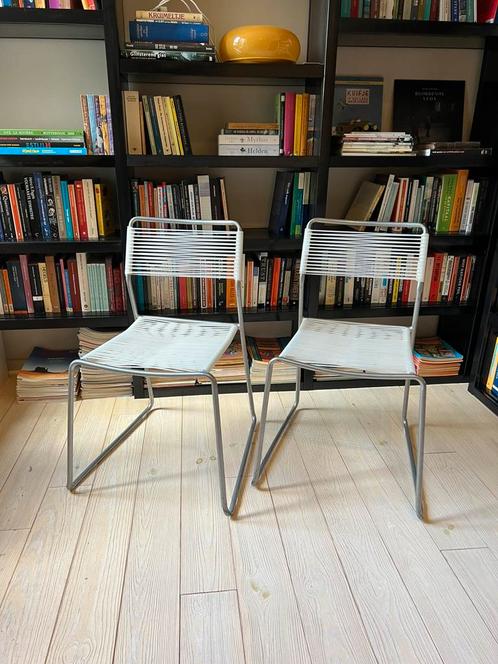 Vintage IKEA Melker stoelen, Huis en Inrichting, Stoelen, Gebruikt, Twee, Kunststof, Metaal, Wit, Ophalen