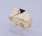 Brede 14 karaat Gouden Herenring Onyx edelsteen Diamant M23, Jw, Verzenden, Heer, Nieuw