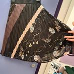 Saint Tropez midi rok plissé bruin zwart beige mt XS 43777, ., Zwart, Ophalen of Verzenden, Zo goed als nieuw