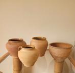 Set van 4 oude antieke terracotta plantenpotten bloempotten, Tuin en Terras, Bloempotten, Ophalen of Verzenden, Rond, Minder dan 25 cm