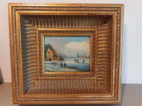 Olieverfschilderij Haverkamp - Winters Tafereel, Antiek en Kunst, Kunst | Schilderijen | Klassiek, Ophalen of Verzenden