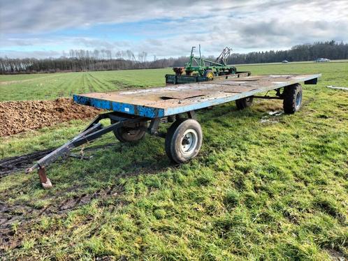 Ploeg platte wagen 2x hefmast trommelschudder, Zakelijke goederen, Agrarisch | Werktuigen, Akkerbouw, Bollenteelt, Fruitteelt