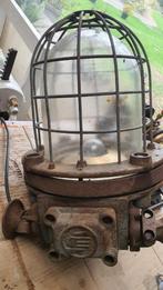 Unieke Grote Fabrieks Lamp Massief Gietijzer Gewicht 30 KG, Huis en Inrichting, Gebruikt, 50 tot 75 cm, Glas, Antiek