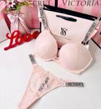 Beige Victoria's Secret setje 75C, Kleding | Dames, Verzenden, Beige, Setje