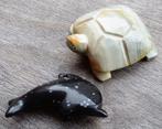 Half Edelsteen OBSIDIAAN Dolfijn Vis Hanger Beeld Schilpad, Nvt., Nieuw, Ophalen of Verzenden, Nvt.