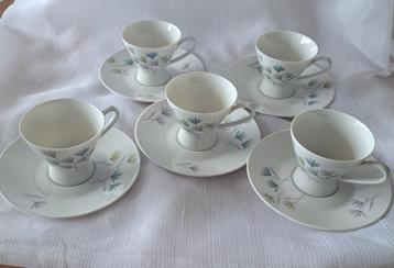 ROSENTHAL kleine kopjes en schoteltjes, kleine bloemen, 5 st