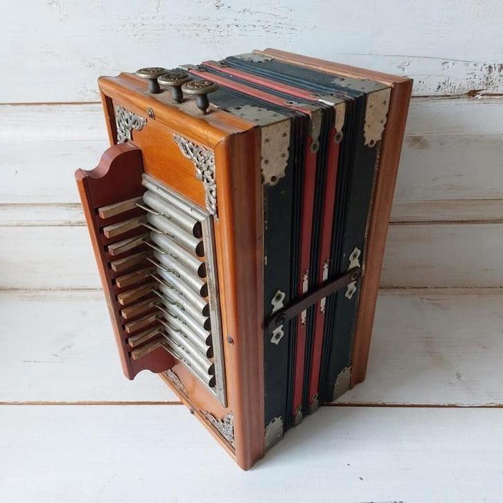 Melodeon trekzak decoratief of restauratie object, Muziek en Instrumenten, Accordeons, Gebruikt, Overige formaten, Overige merken