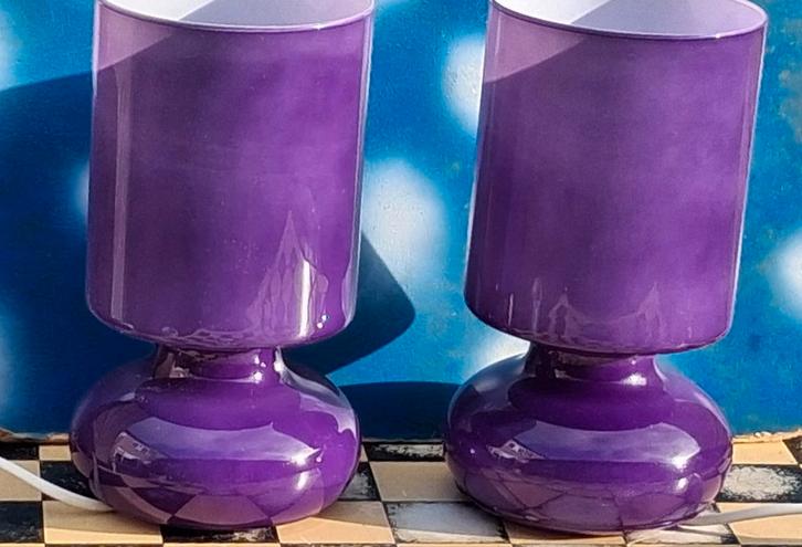 IKEA LYKTA. Tafellamp. 2 stuks. Paars. Ca 1980/1990., Huis en Inrichting, Lampen | Tafellampen, Zo goed als nieuw, Minder dan 50 cm
