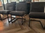 3Eetkamer stoel en bank (3 personen)antraciet stof, Huis en Inrichting, Stoelen, Ophalen, Drie, Zo goed als nieuw, Industrieel
