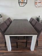 Houten landelijke eettafel en salontafel en kastje, Ophalen, Gebruikt, 100 tot 150 cm, Vijf personen of meer