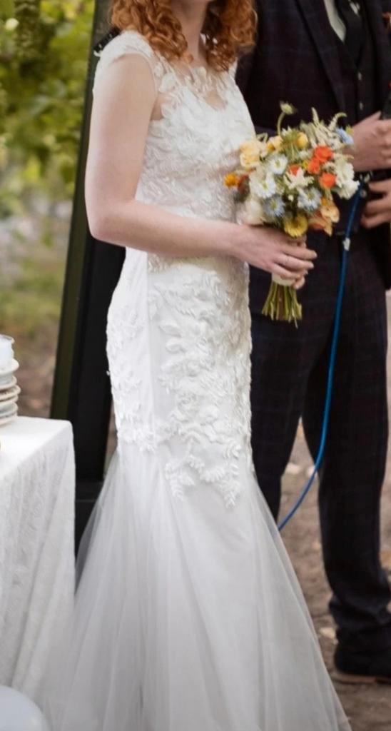 Mascara Zeemeermin bruidsjurk, Kleding | Dames, Trouwkleding en Trouwaccessoires, Zo goed als nieuw, Trouwjurk, Wit, Ophalen of Verzenden