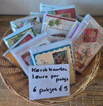 6 zelfgemaakte kerstkaarten samen 1€ (6pakjes x 6st. €5) beschikbaar voor biedingen