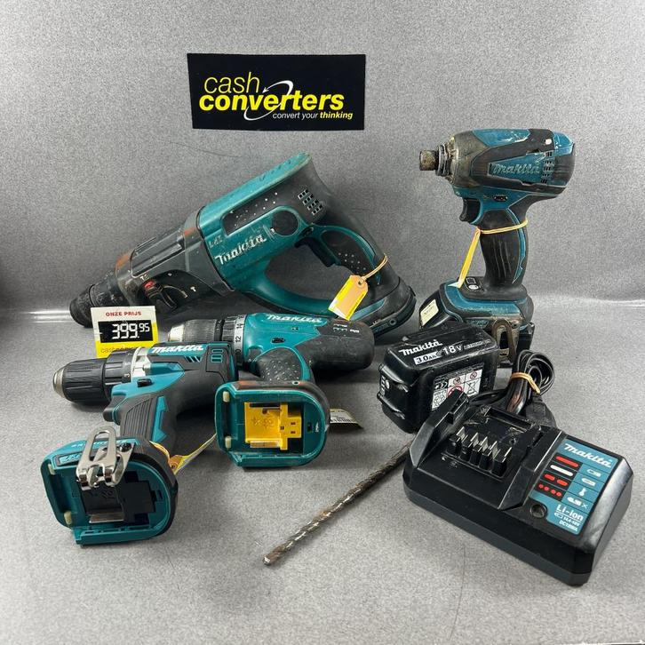 Makita 4delige set | 2x accu + lader | setprijs | 389685, Doe-het-zelf en Verbouw, Gereedschap | Handgereedschap, Gebruikt, Ophalen of Verzenden