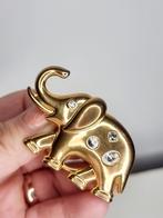 Vintage 1980 verguld olifant scarf broche, Sieraden, Tassen en Uiterlijk, Broches, Ophalen of Verzenden, Zo goed als nieuw, Goud