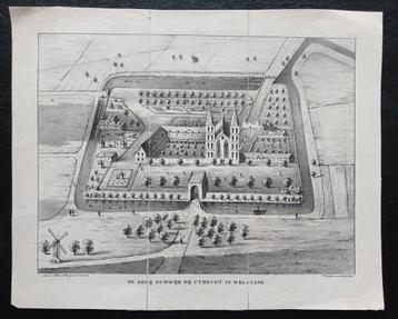 plattegrond Abdij Oudwijk bij Utrecht litho Osterman 1839 beschikbaar voor biedingen