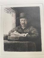 Rembrandt / zelfportret bij het venster - latere repro natuu, Antiek en Kunst, Kunst | Etsen en Gravures, Ophalen of Verzenden