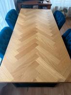 Eetkamertafel visgraat+ 4 stoelen, Ophalen, 200 cm of meer, 50 tot 100 cm, Zo goed als nieuw