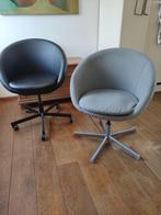 2 Ikea kuip stoeltjes, draaibaar en verstelbaar, 1 op roller, Ophalen, Zwart, Metaal, Twee