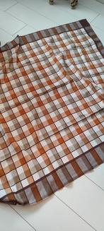 Vintage tafelkleed katoen geblokt bruin oranje wit, Ophalen of Verzenden, Gebruikt, Rechthoek, Binnen