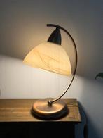 Prachtige vintage messing design bureaulamp | Alabasterglas, Ophalen of Verzenden, Zo goed als nieuw, Messing, Minder dan 50 cm