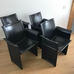 Set 4 Matteo Grassi MatteoGrassi Korium design stoel leer, Huis en Inrichting, Stoelen, Ophalen, Gebruikt, Zwart, Leer