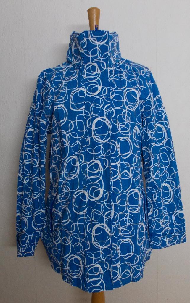 Blauw/witte jas/regenjas/parka van Happy Rainy Days! S/M, Kleding | Dames, Jassen | Winter, Nieuw, Maat 38/40 (M), Blauw, Verzenden