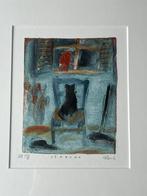 Zeefdruk - Lou G - Cerbere - afbeelding kat, Antiek en Kunst, Ophalen of Verzenden