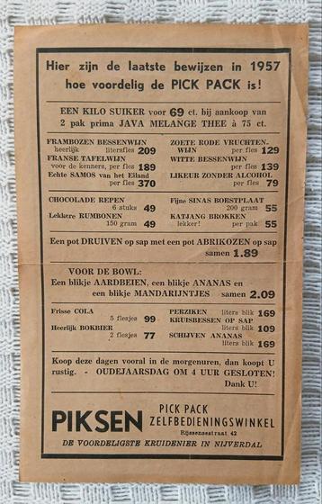 oude folder 1957 Piksen Pick Pack Nijverdal beschikbaar voor biedingen