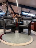 2 Jori Aqua fauteuil Grijs leer Design stoel Hoofdsteun