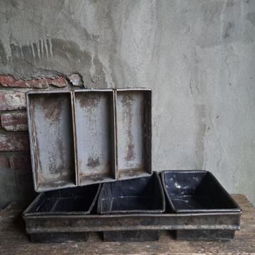 Brocante oude bakblik bakvorm cakevorm 3 dubbel *Etage3* beschikbaar voor biedingen