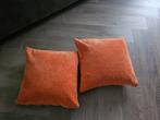 2x retro oranje sierkussen sierkussen 40x40, Ophalen of Verzenden, Zo goed als nieuw, Oranje, Vierkant